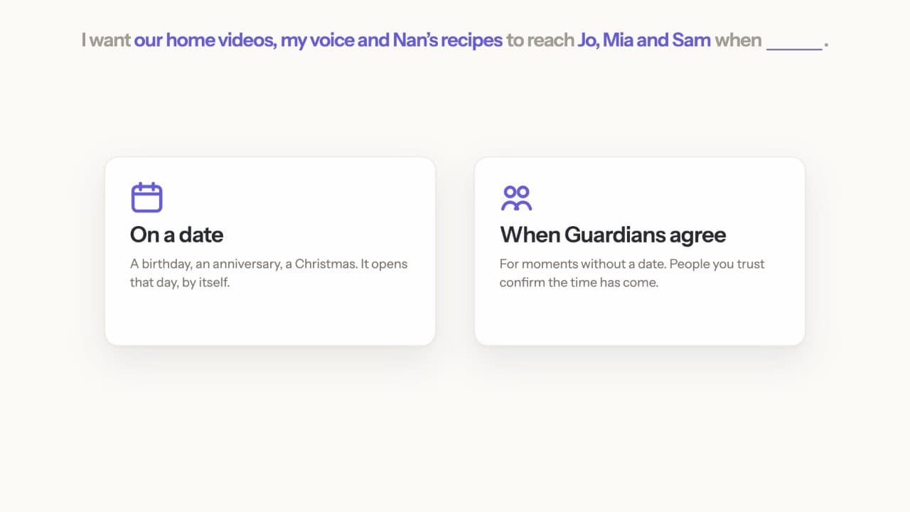 Two choices: open on a date, or when Guardians agree.